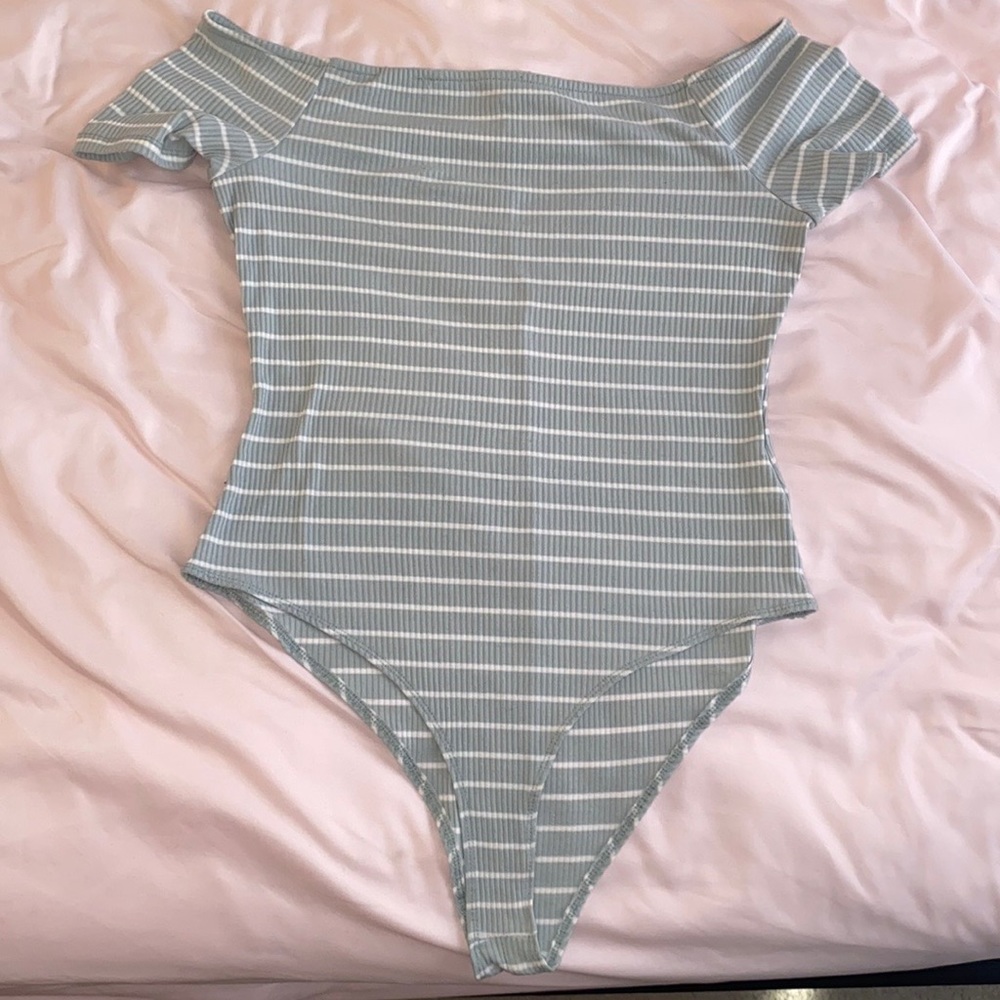 Charlotte Russe Mint green stripped bodysuit/LN